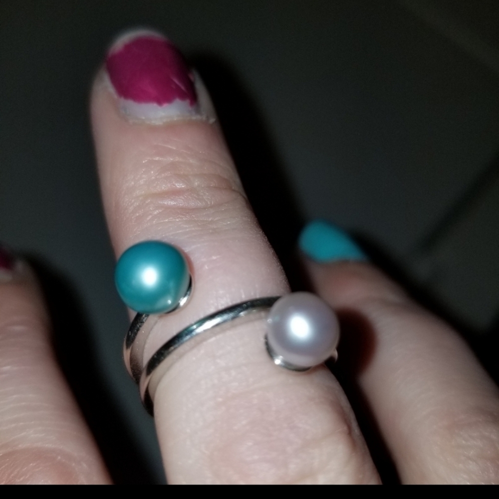 Real saltwater pearl ring adjustable